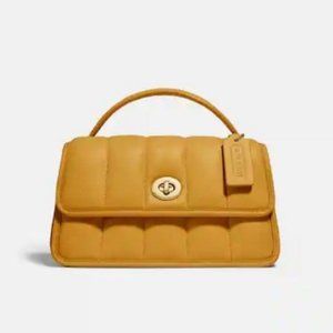 Coach Turnlock Quilted Buttercup Yellow Leather Convertible Crossbody Bag NWT